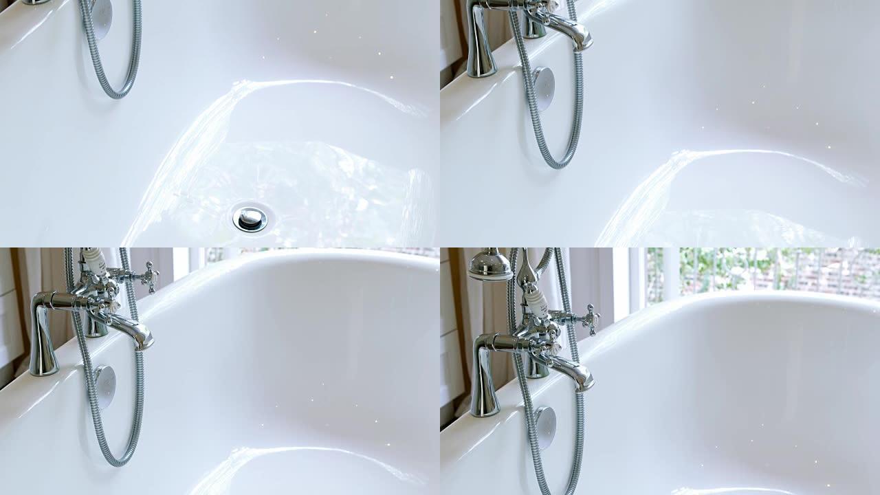 浴缸和水龙头的内部视图