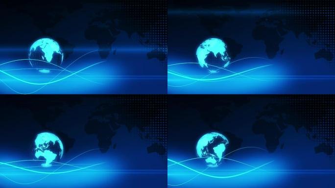 地球技术、商业和通信背景循环2合1蓝色和绿色界面。