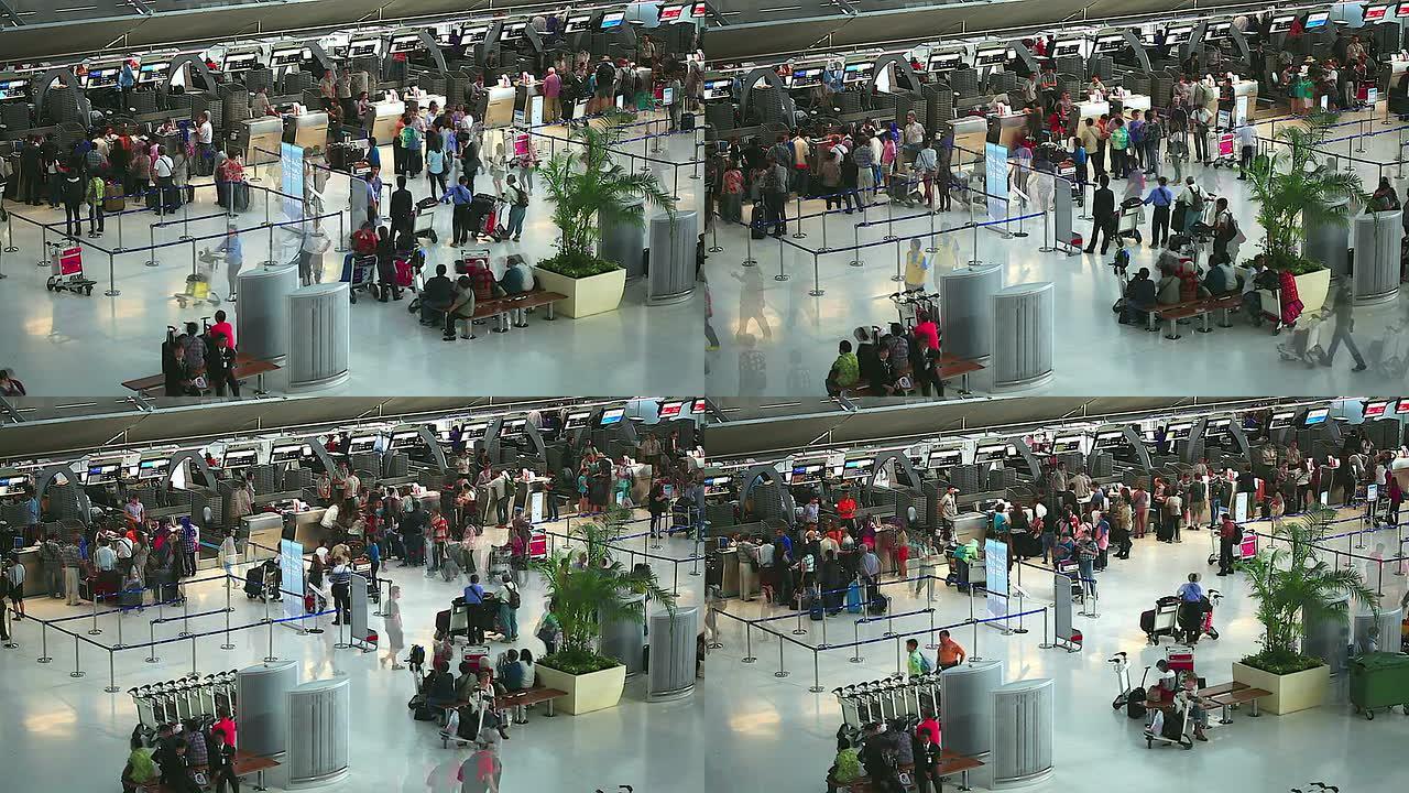 高清：机场拥挤的旅客。