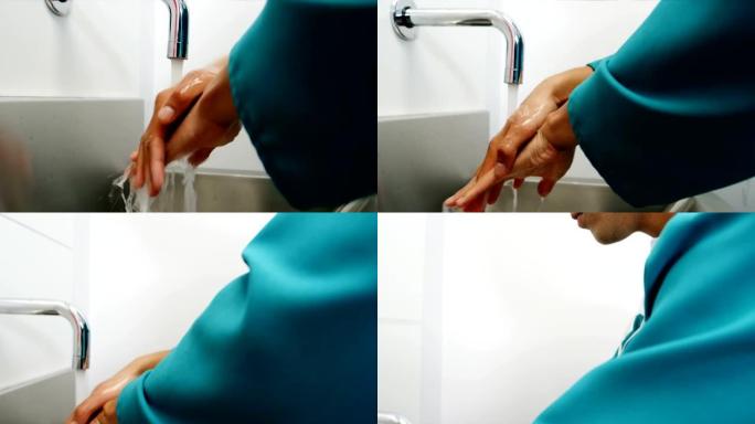 男外科医生洗手