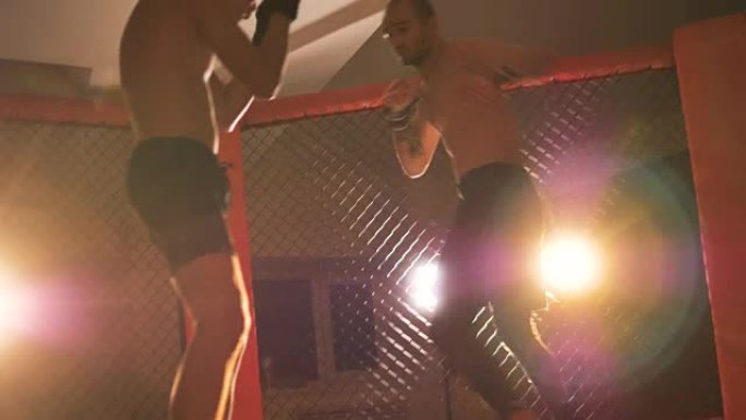 八角形环上的MMA运动员进行战斗。
