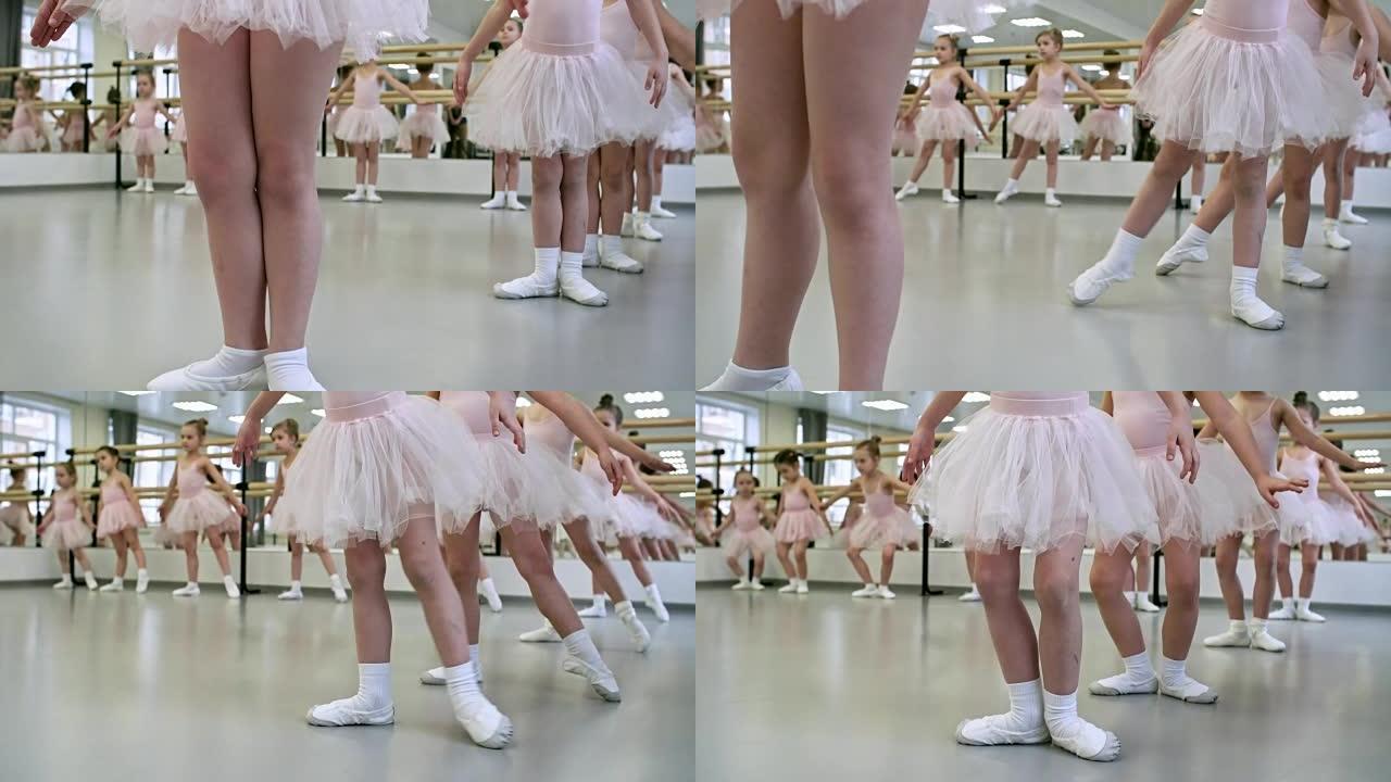 在芭蕾舞课上做练习