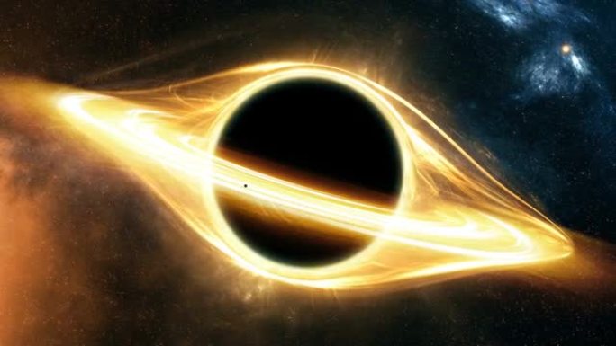 在太空中的黑洞和一颗紧紧地变成黑洞的行星周围的光