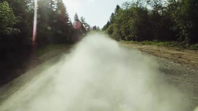 森林中尘土飞扬的道路