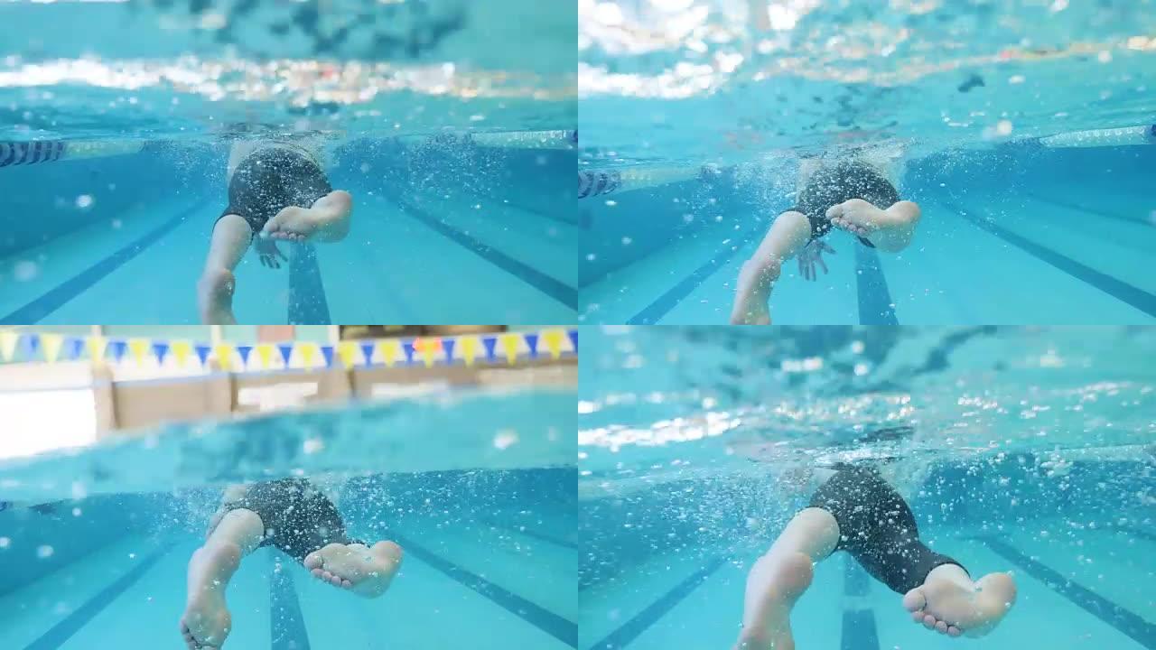 适应性运动员游泳的脚