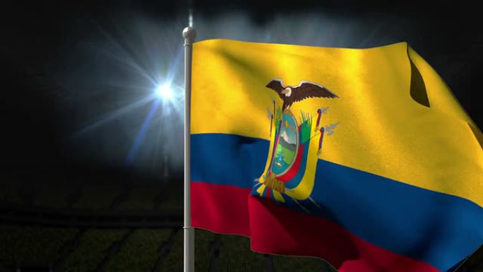 厄瓜多尔国旗在旗杆上挥舞