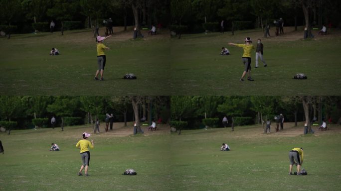 公园里休闲做运动的人