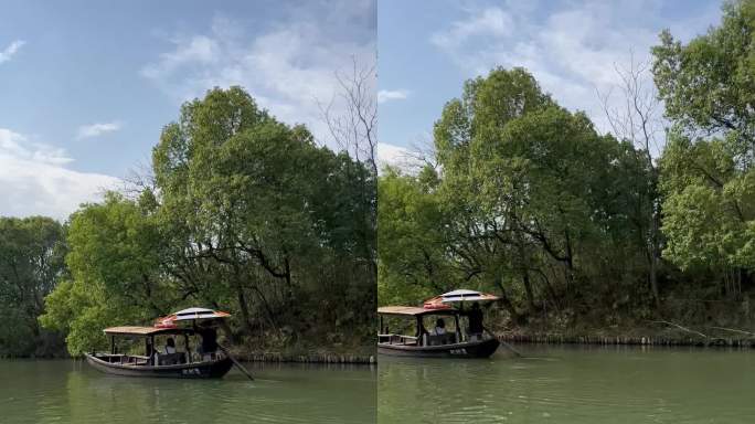 实拍 风景 西溪湿地 湖面 船上