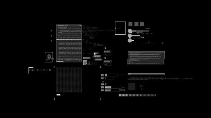 黑客纹理、代码元素和界面