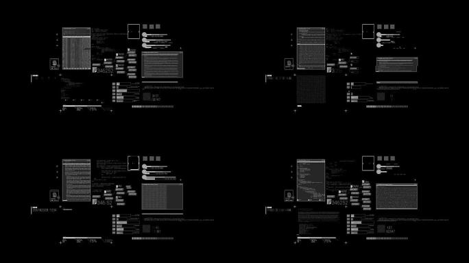 黑客纹理、代码元素和界面