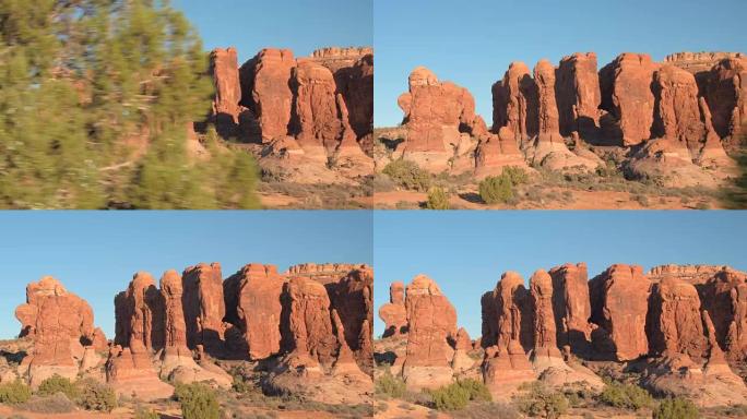 美丽的红色岩石砂岩柱和拱门国家公园