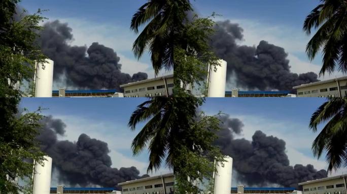 泰国曼谷燃烧石油工厂的大火