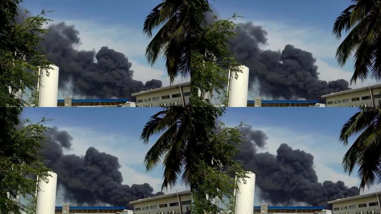 泰国曼谷燃烧石油工厂的大火