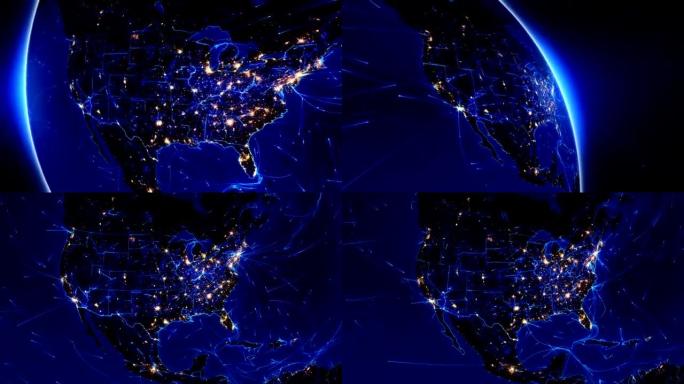 世界联系。空中、海上、地面路线和国家边界。我们。