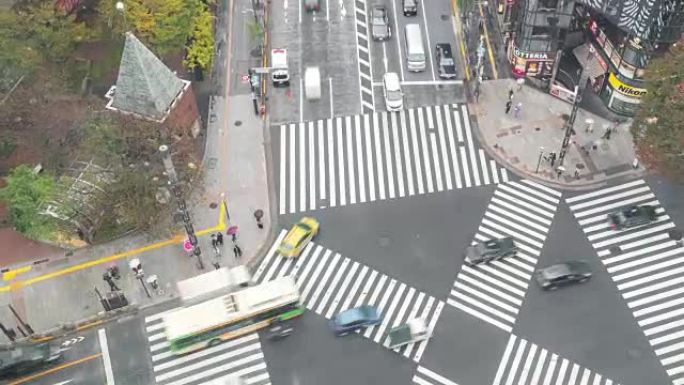 延时: 鸟瞰图行人在银座横穿日本东京