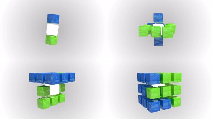 蓝色和绿色抽象立方体网格