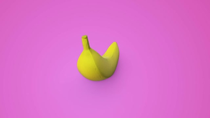粉红色背景上黄色香蕉的无缝旋转