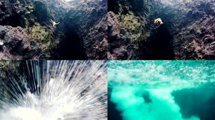夏威夷悬崖跳伞。夏天的乐趣的生活方式。