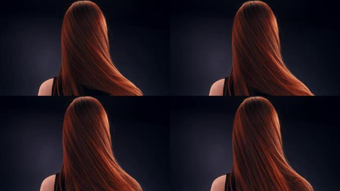 漂亮的红发女人扔长发