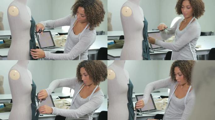 时装设计师在工作室工作