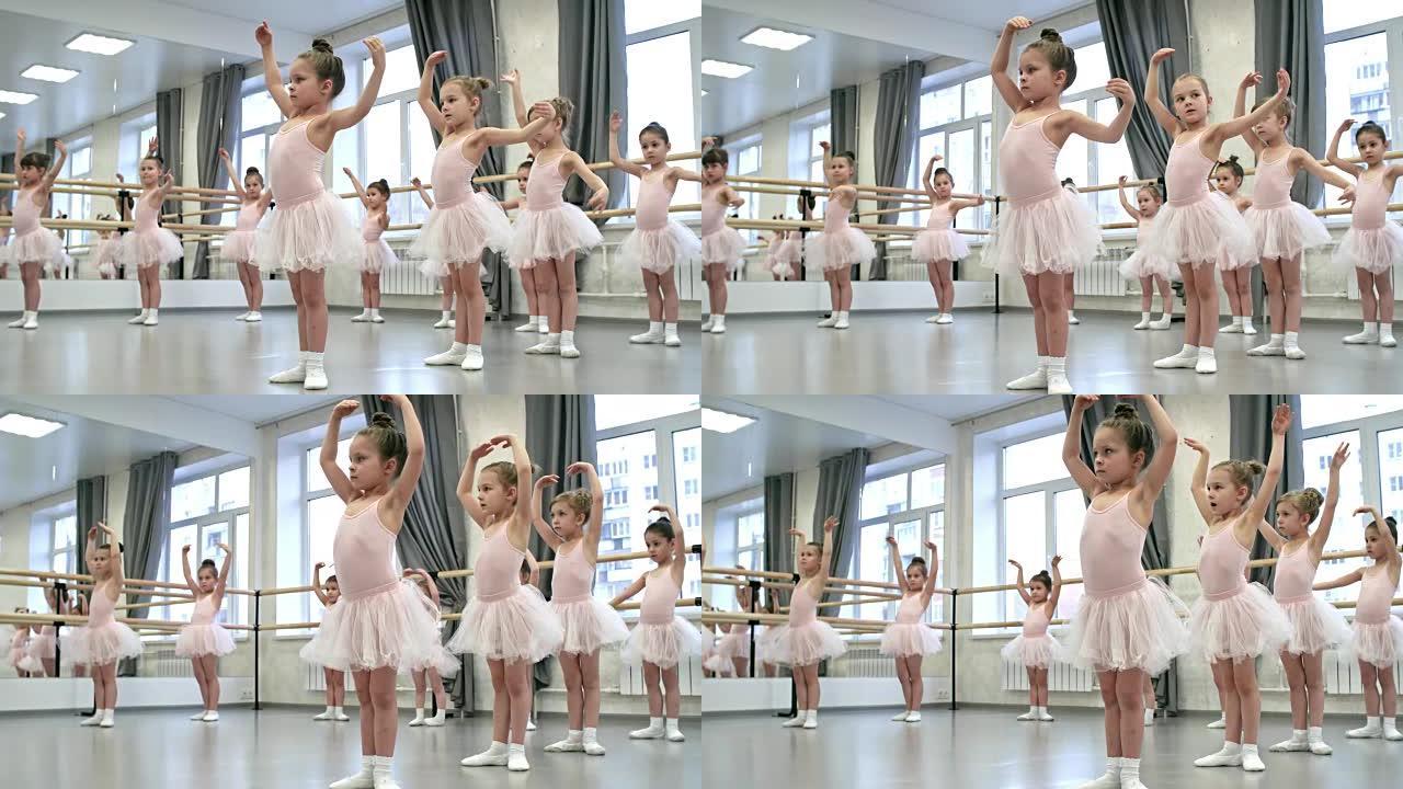 芭蕾舞课的女孩训练