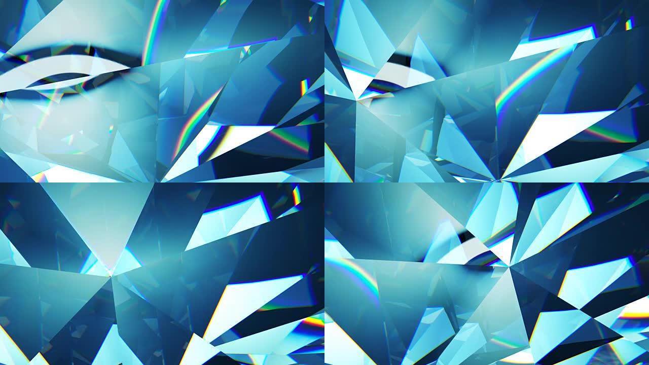 慢慢旋转钻石，特写。美丽的3d动画