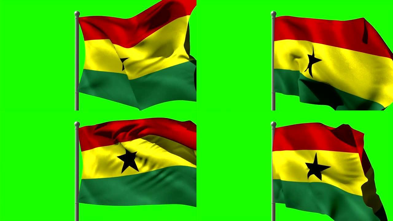 加纳国旗在旗杆上挥舞