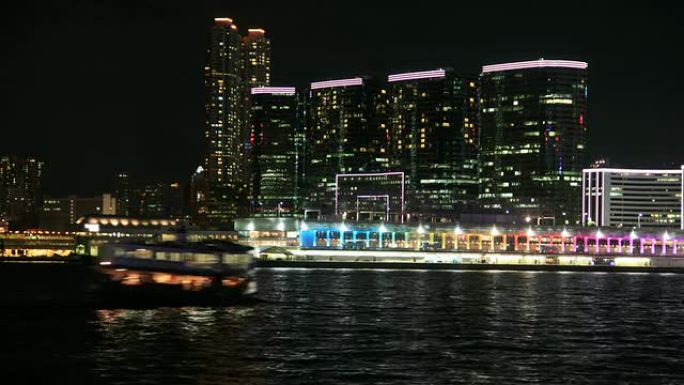 九龙港延时高清九龙港轮船夜景