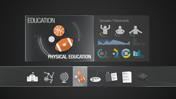 教育内容的体育图标。数字显示应用程序。