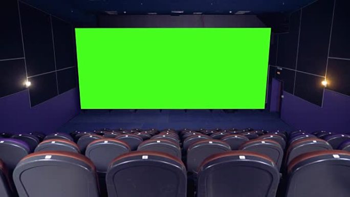 电影院，电影院，电影院。电影院大厅里的大色度键屏幕。