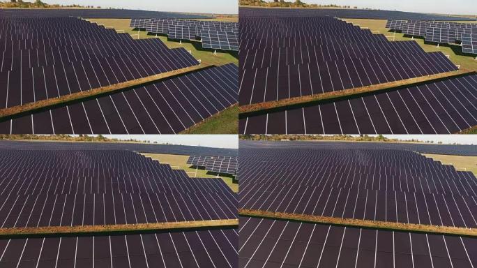 太阳能农场的一排排光伏板