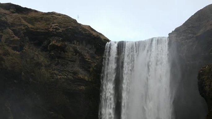 冰岛斯科加福斯瀑布的特写