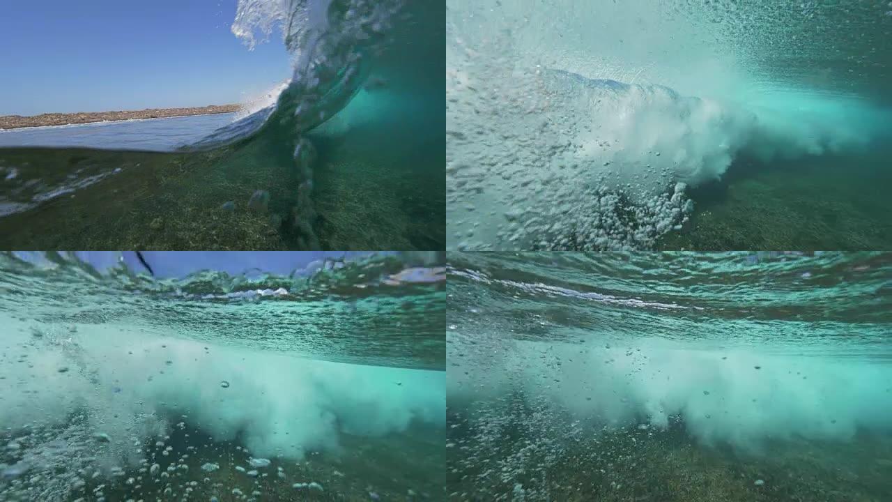 水下慢动作: 在罗伯斯岛岸边形成史诗般的桶形波