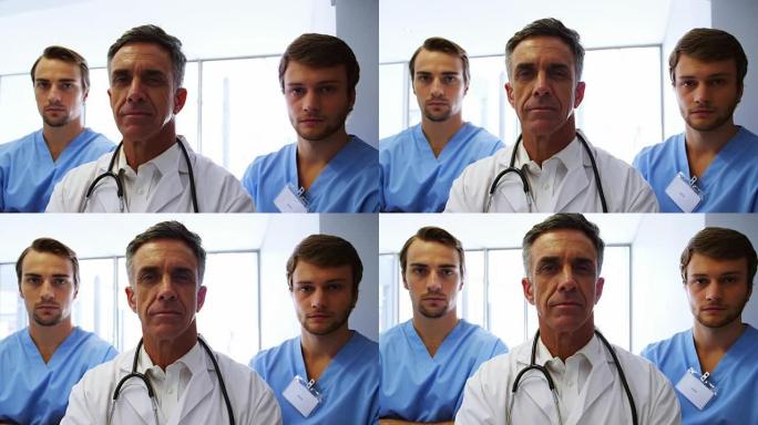 站在手术室的医疗队肖像