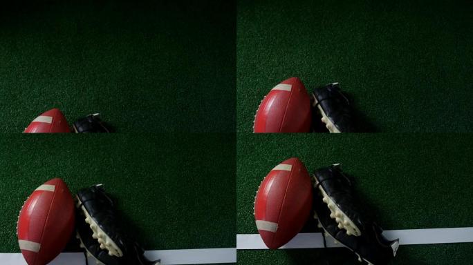 标记线4k上的橄榄球和防滑钉