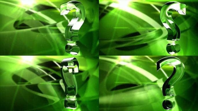 玻璃问号旋转背景循环-深绿色HD