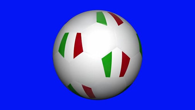 足球条纹意大利国旗在色度键上滚动