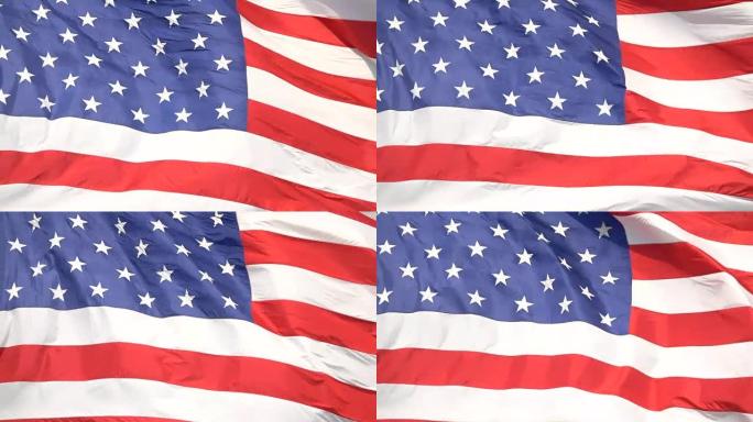 特写:美国国旗在风中飘扬，代表美国