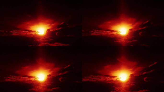 云朵上方的橙色日出