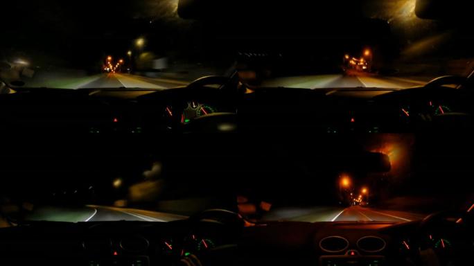 夜间在小路上行驶高清