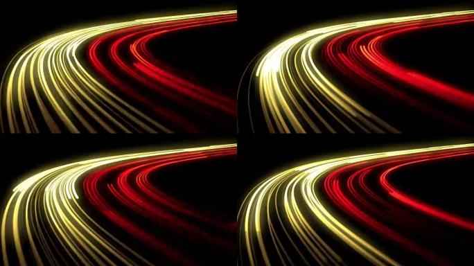 公路灯的美丽景色。可循环的3d动画。时间流逝。