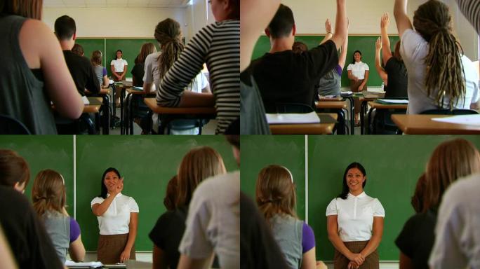 课堂举手缩放聆听教师职业教室黑板