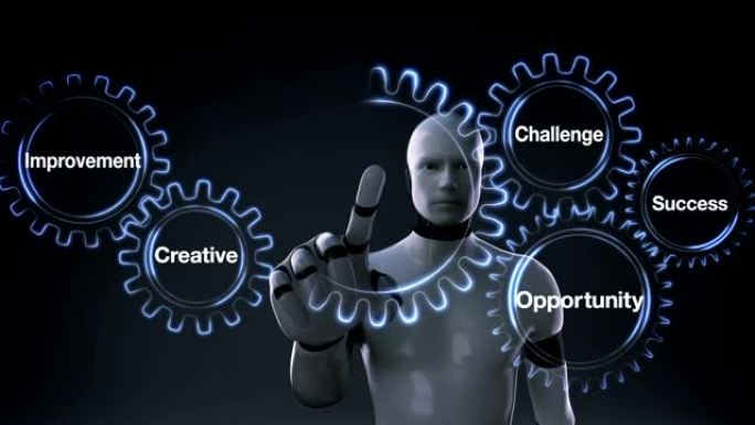 挑战、机遇、创意、改进、成功、机器人触摸 “创新” 的装备