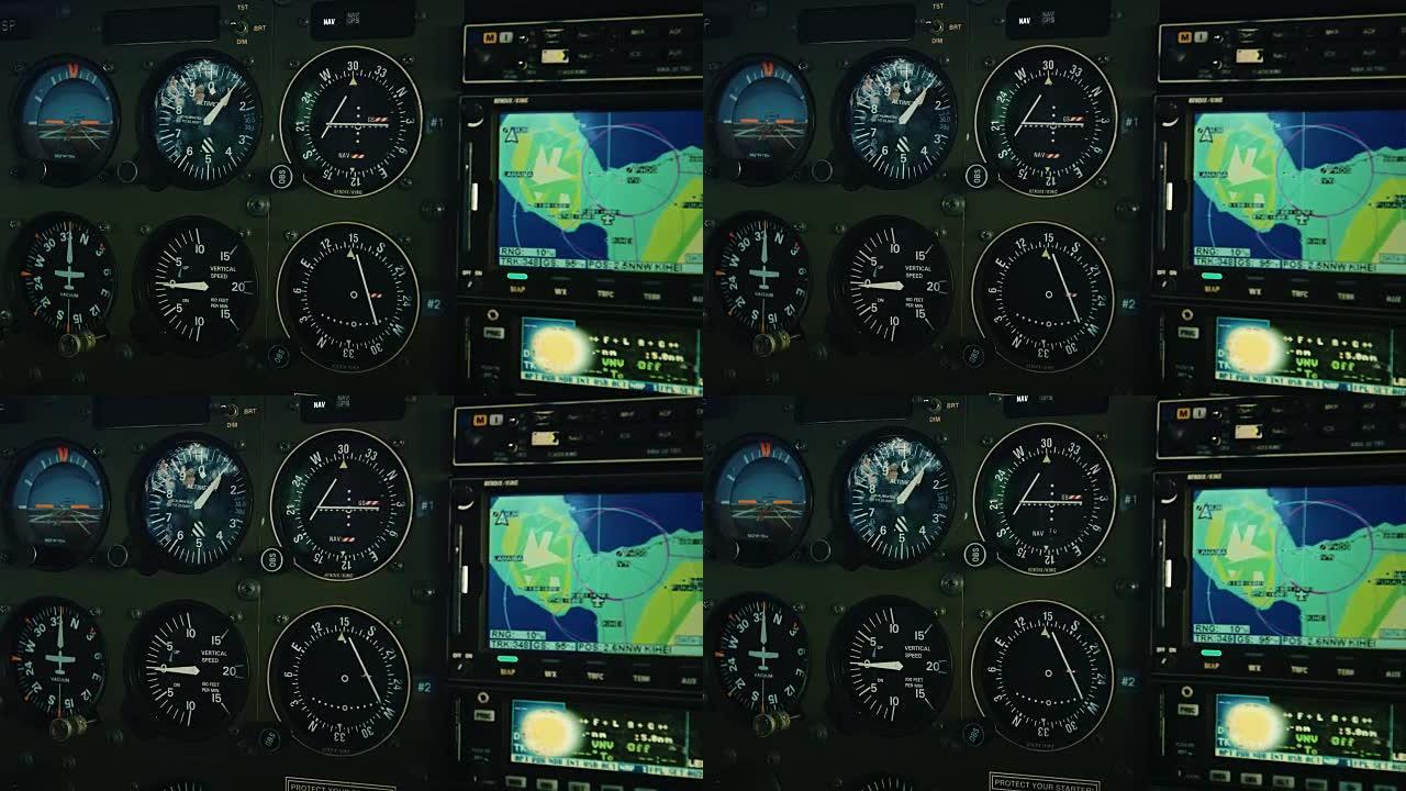 小型飞机仪表和飞行控制的POV驾驶舱视图