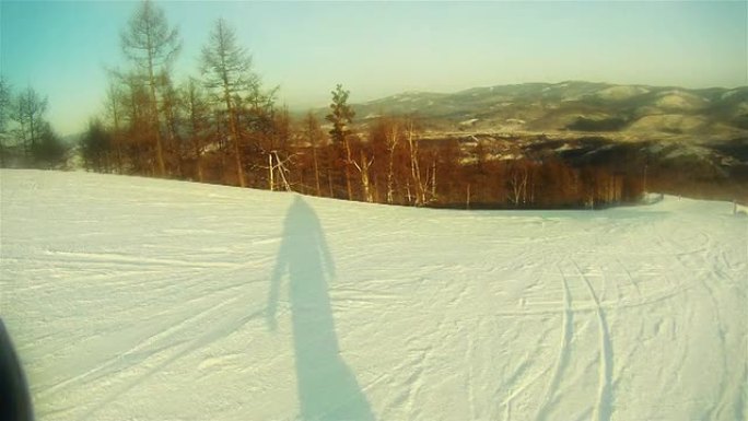 滑雪板运动员（pov）。