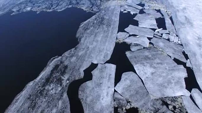 漂浮在河中央的大冰板。