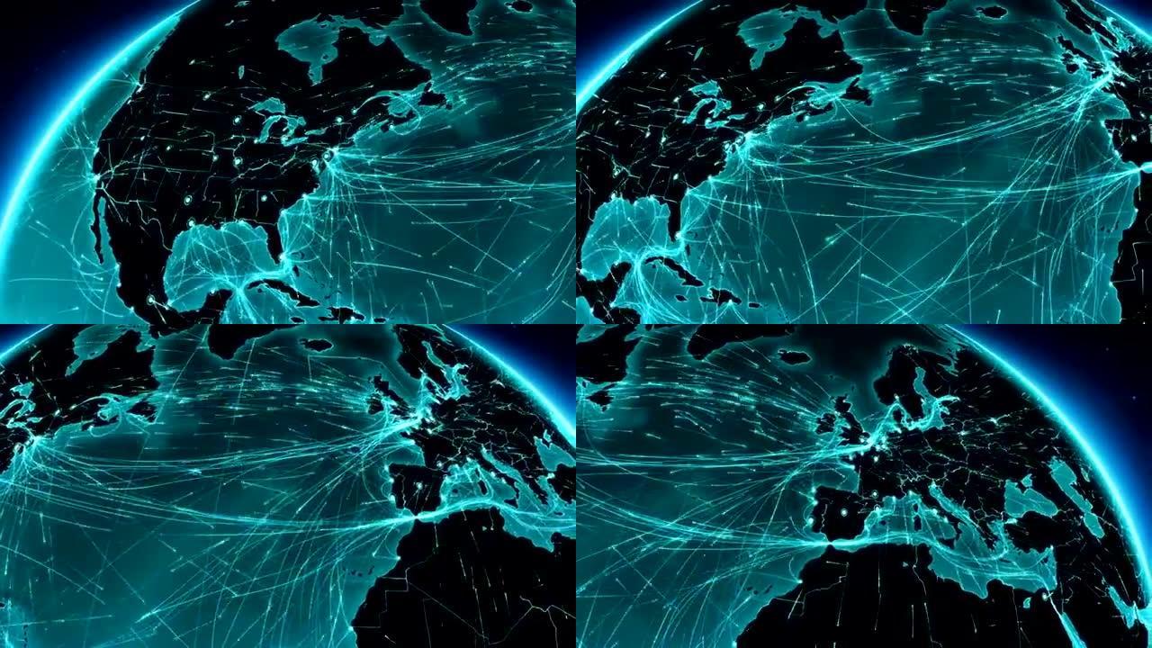地球连接。北美-欧洲。