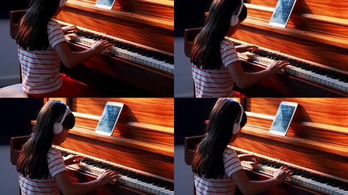 女孩弹钢琴4k