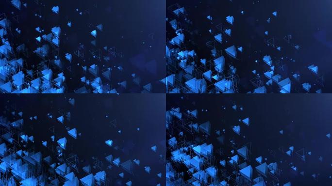 抽象三角形背景 (蓝色，深色)-循环