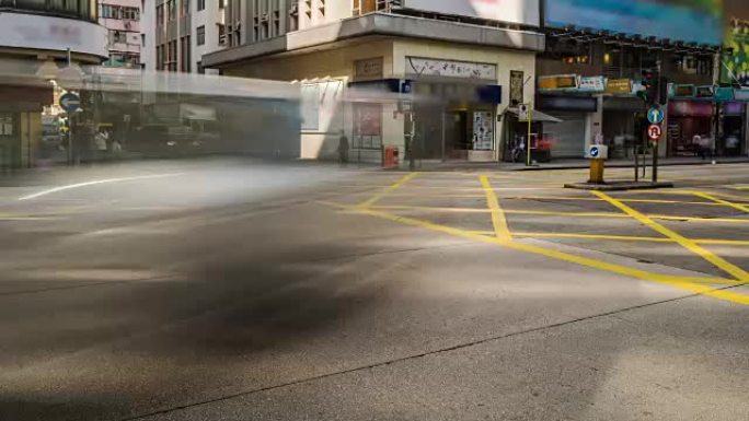 香港弥敦道过街人士的4k时间流逝。